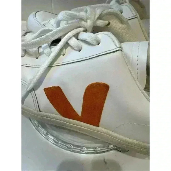 Veja Men's V-12 Low Top Sneaker White Orange Suede Leather Sz EU 47 US 12.5 - Picture 9 of 16